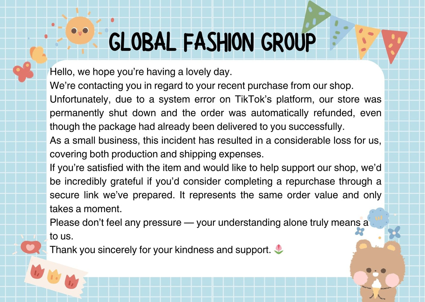 Payment for Delivered Item - GLOBAL FASHION GROUP