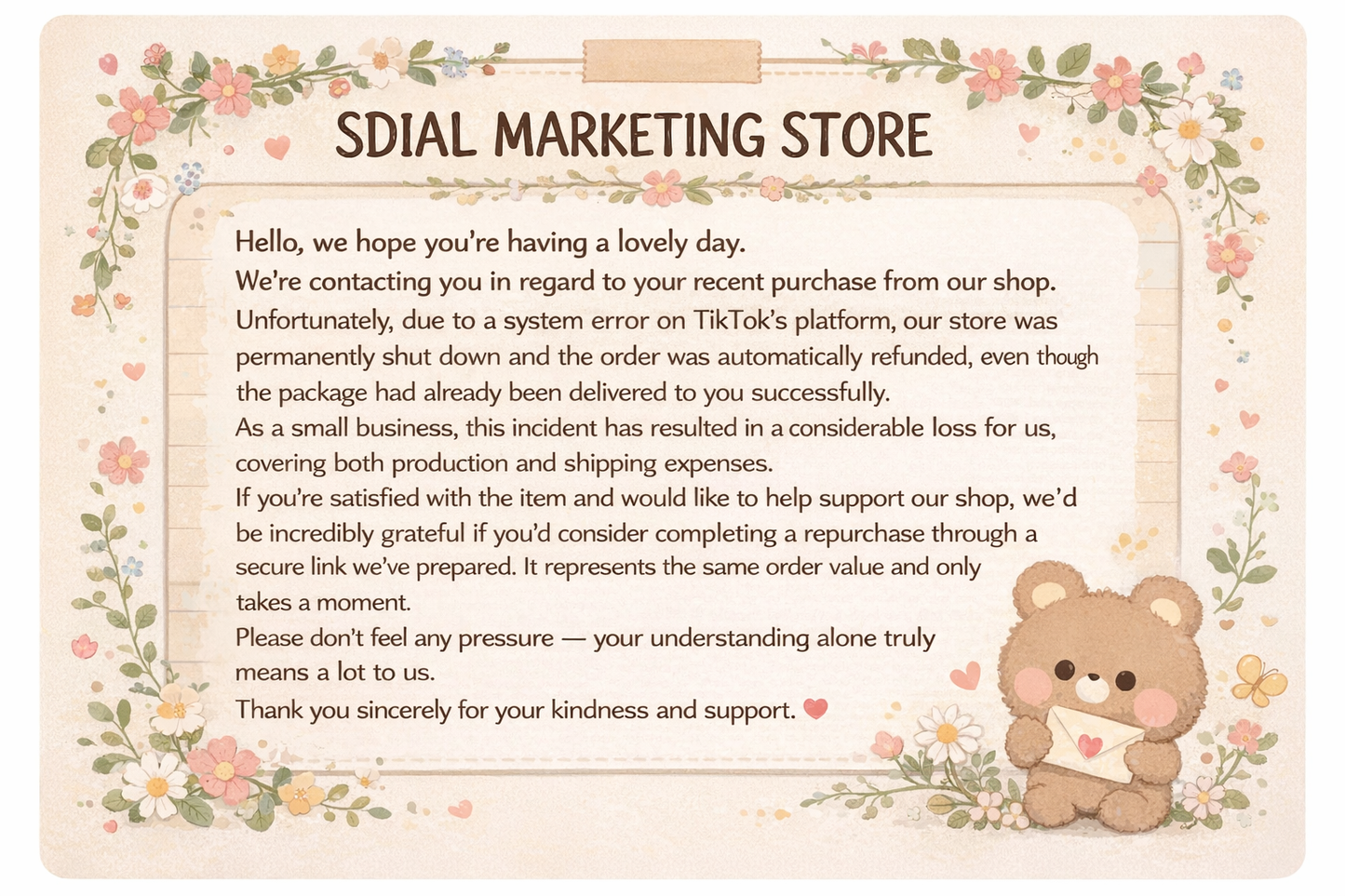 Payment for Delivered Item - SDIAL MARKETING STORE