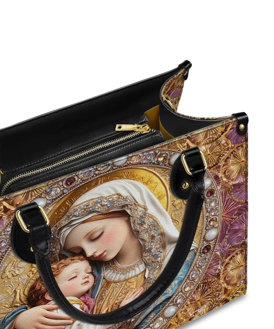 Divine Madonna And Child Leather Bag
