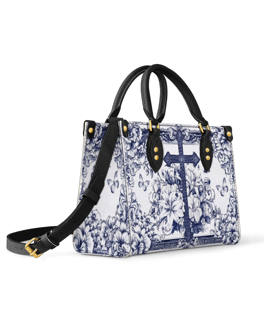 The Cross Amidst Blooming Faith Leather Bag