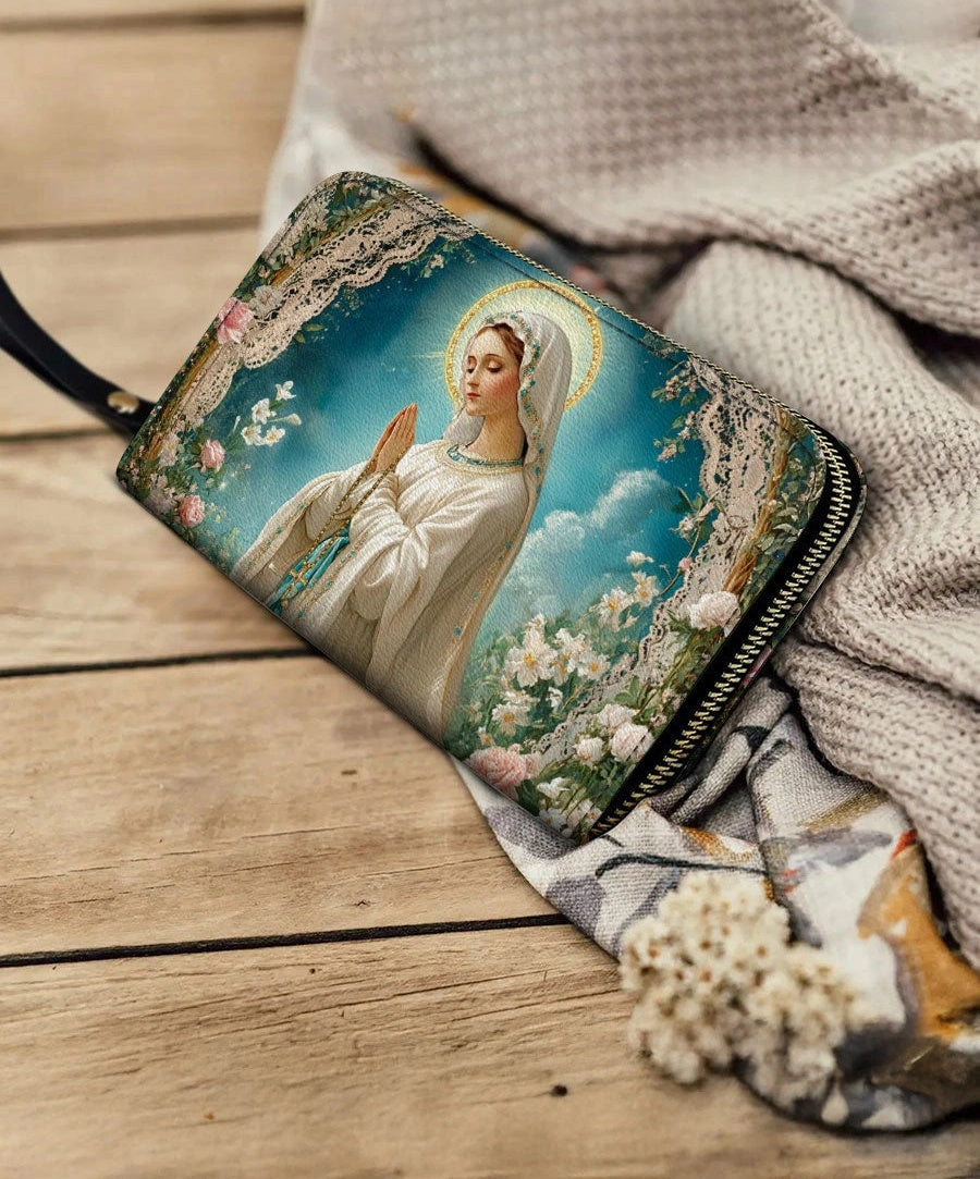 Lady Of Lourdes Leather Wallet Purse