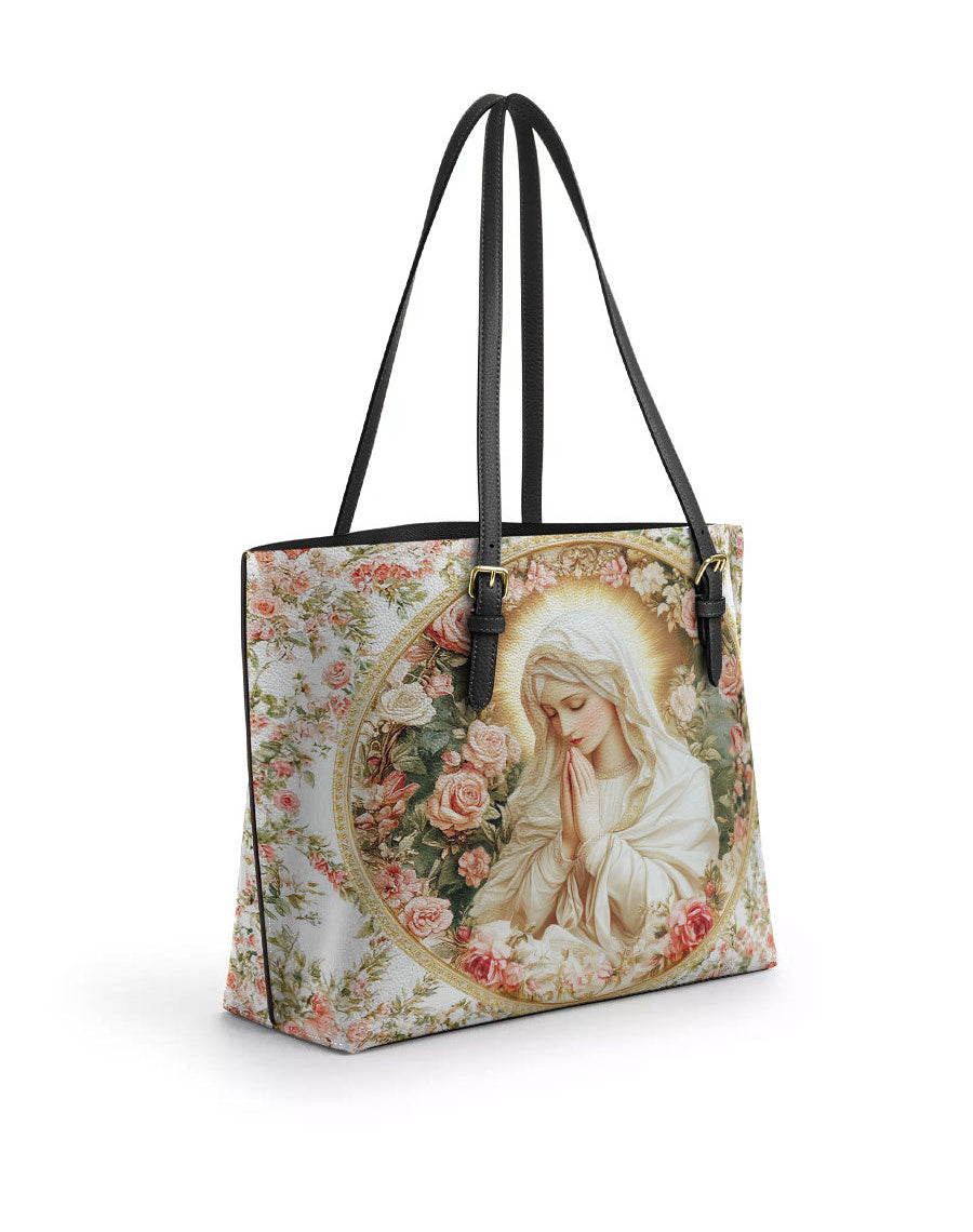Virgin Mary's Grace Leather Tote Bag