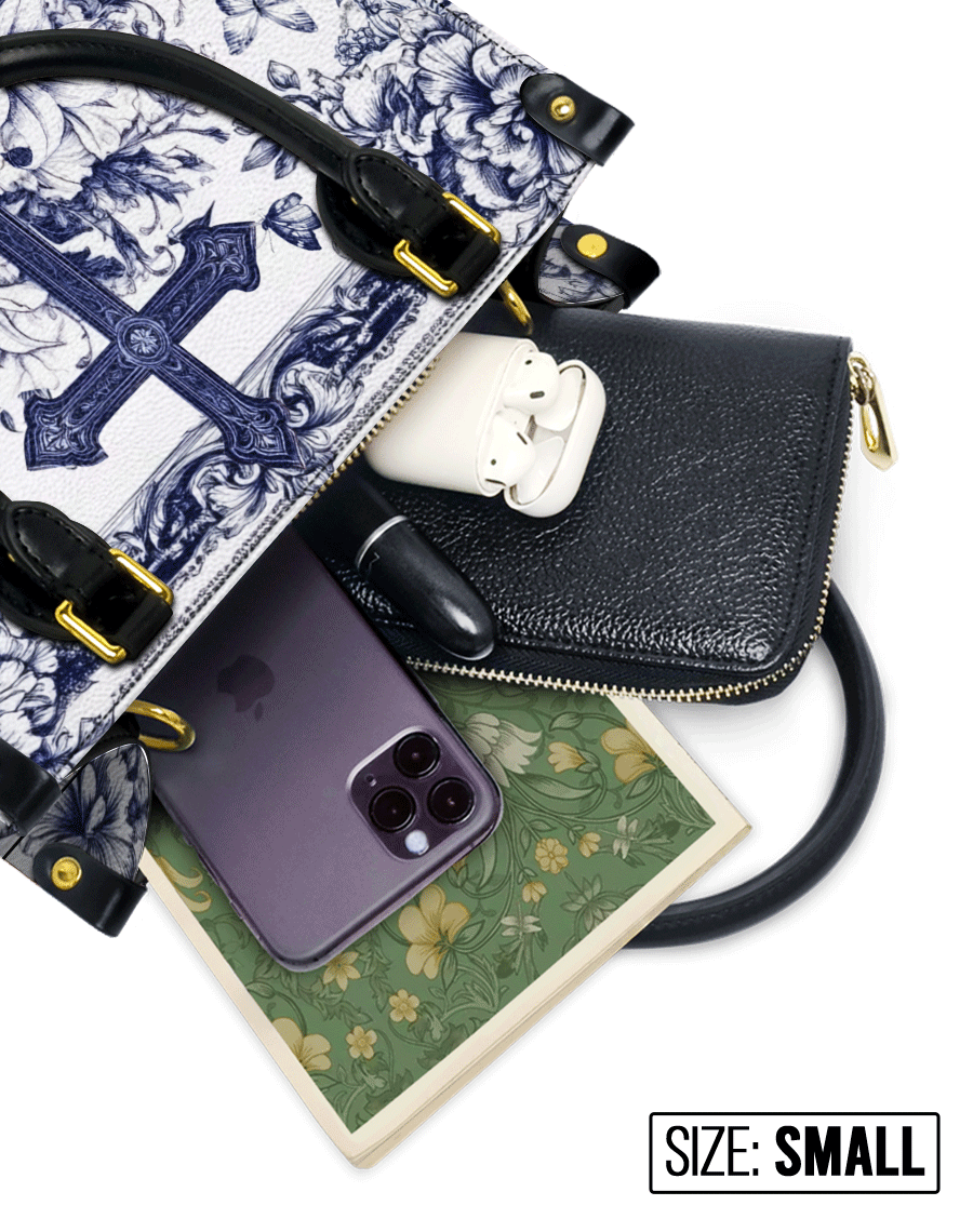 The Cross Amidst Blooming Faith Leather Bag