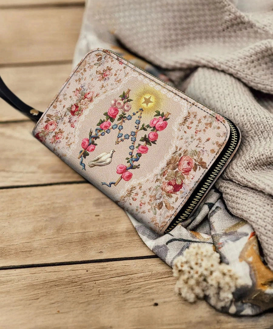 Roses of the Rosary Leather Wallet Purse