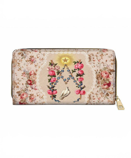 Roses of the Rosary Leather Wallet Purse