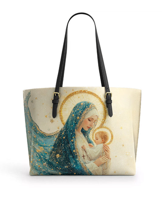 Divine Mother’s Embrace Leather Tote Bag