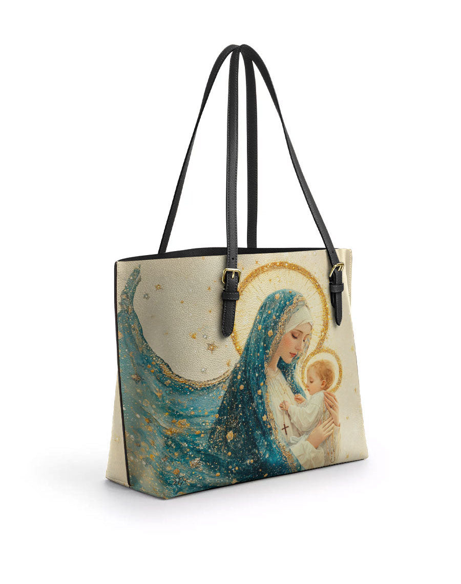 Divine Mother’s Embrace Leather Tote Bag