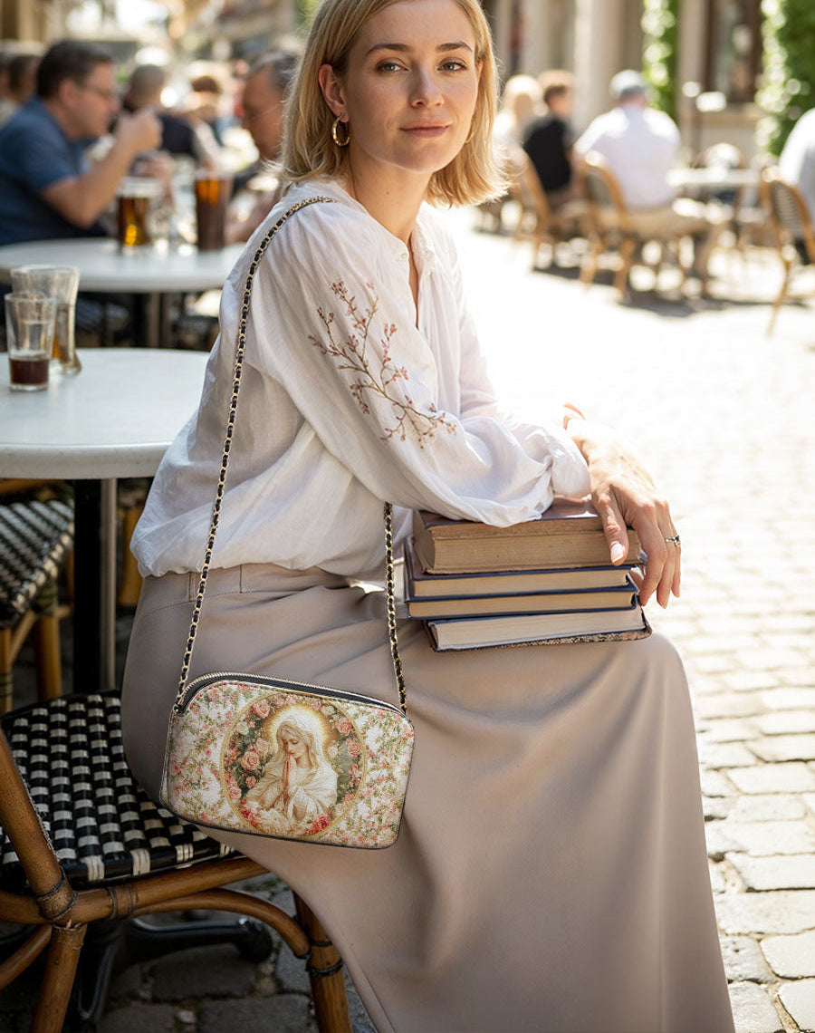 Virgin Mary's Grace Leather Crossbody Bag