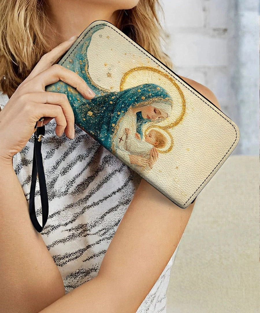 Divine Mother’s Embrace Leather Wallet Purse