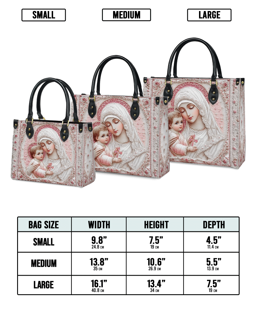 Sacred Serenity: The Madonna’s Tender Embrace Leather Bag