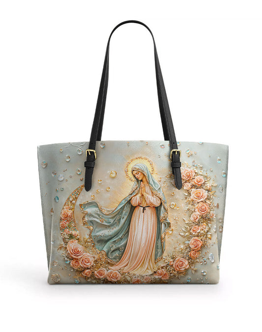 The Crescent of Serenity Leather Tote Bag