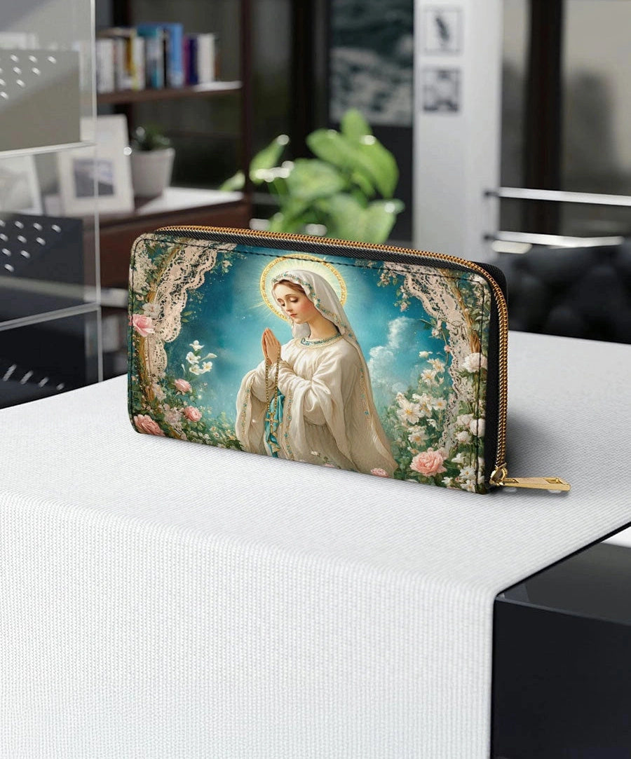 Lady Of Lourdes Leather Wallet Purse