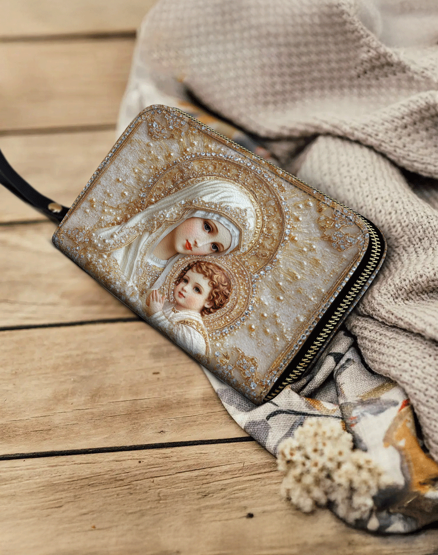 Heavenly Grace in Radiant Splendor - Leather Wallet Purse