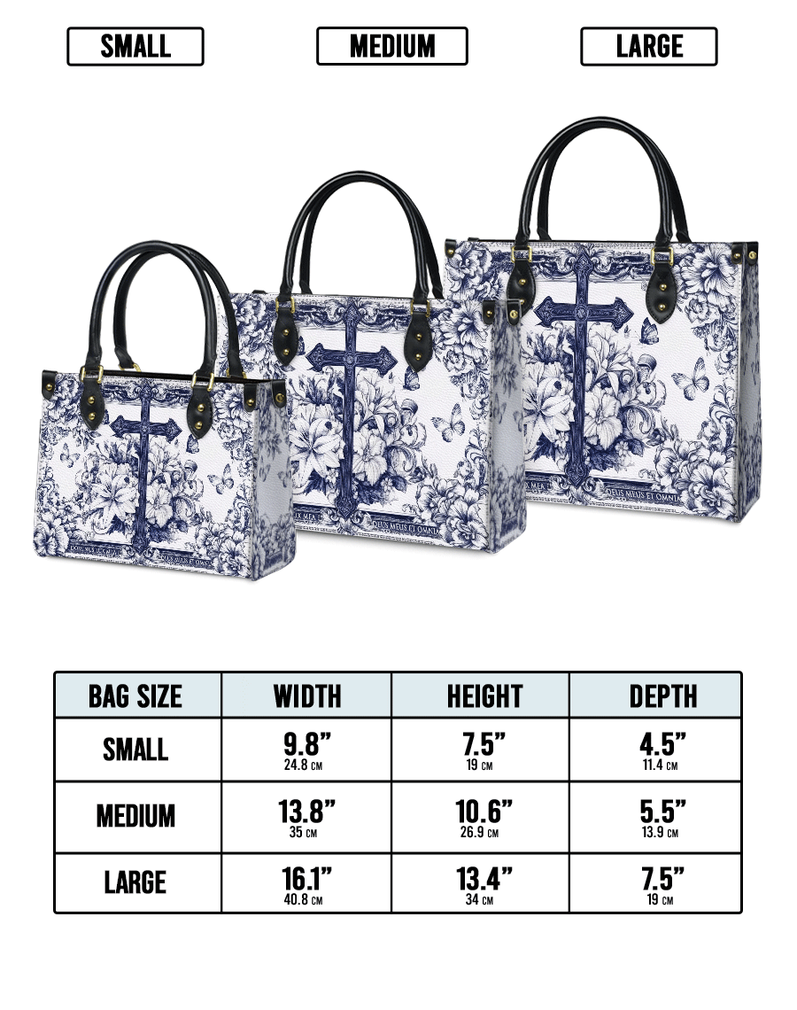 The Cross Amidst Blooming Faith Leather Bag