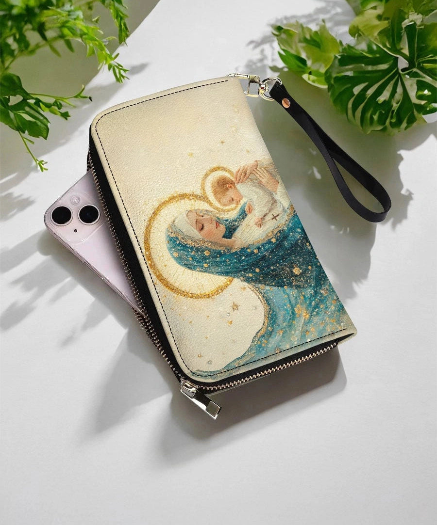 Divine Mother’s Embrace Leather Wallet Purse