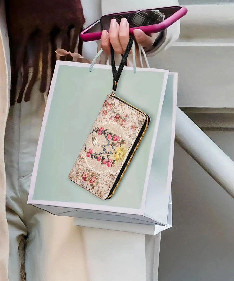 Roses of the Rosary Leather Wallet Purse