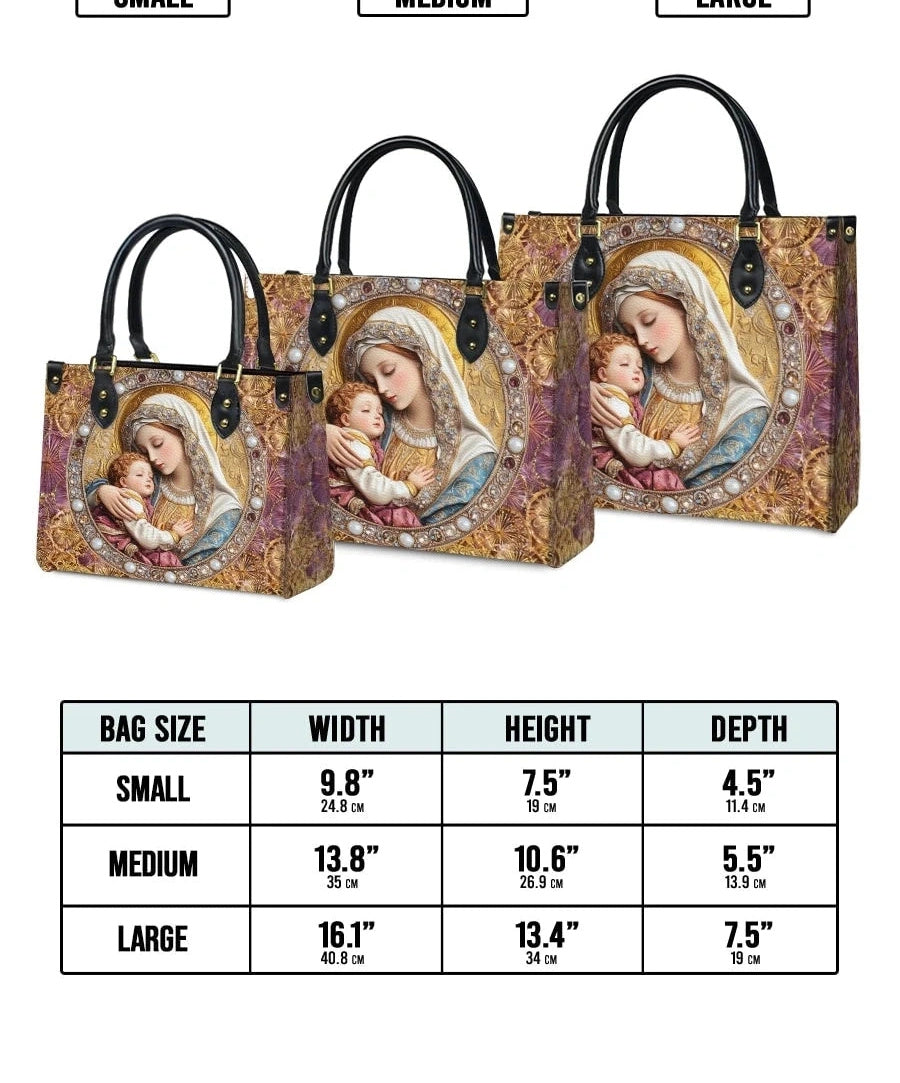 Divine Madonna And Child Leather Bag