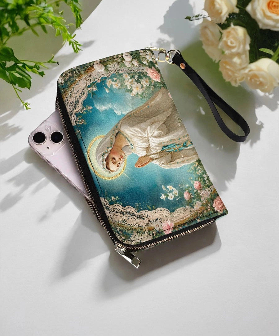 Lady Of Lourdes Leather Wallet Purse