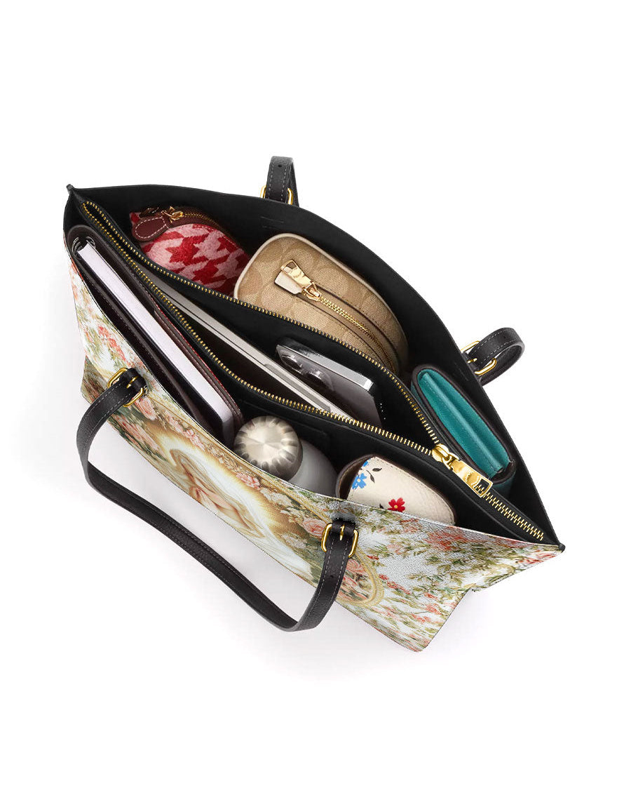 Virgin Mary's Grace Leather Tote Bag