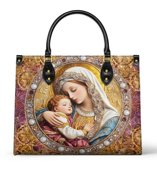 Divine Madonna And Child Leather Bag