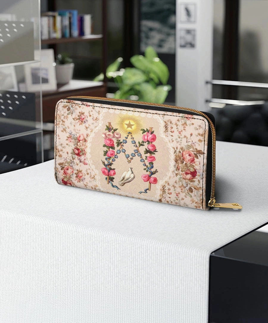 Roses of the Rosary Leather Wallet Purse