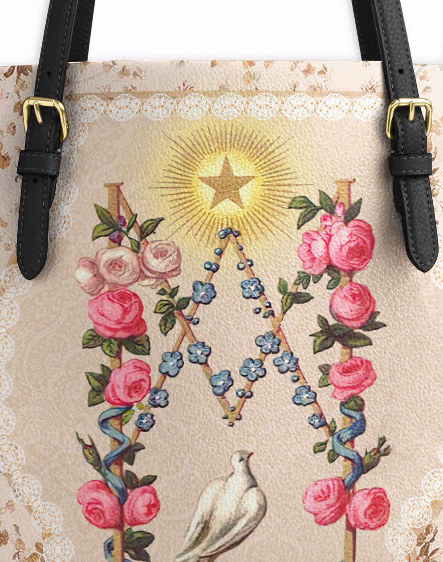 Roses of the Rosary Leather Tote Bag