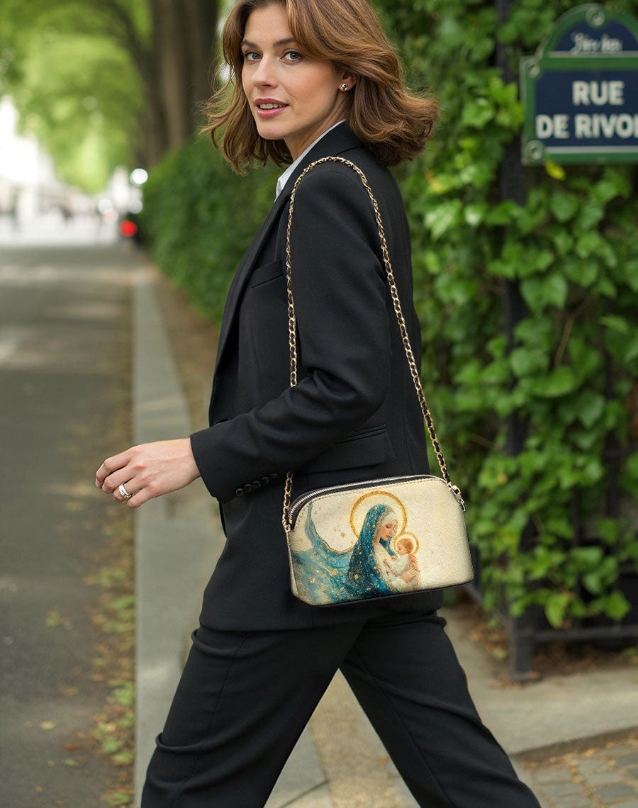 Divine Mother’s Embrace Leather Crossbody Bag