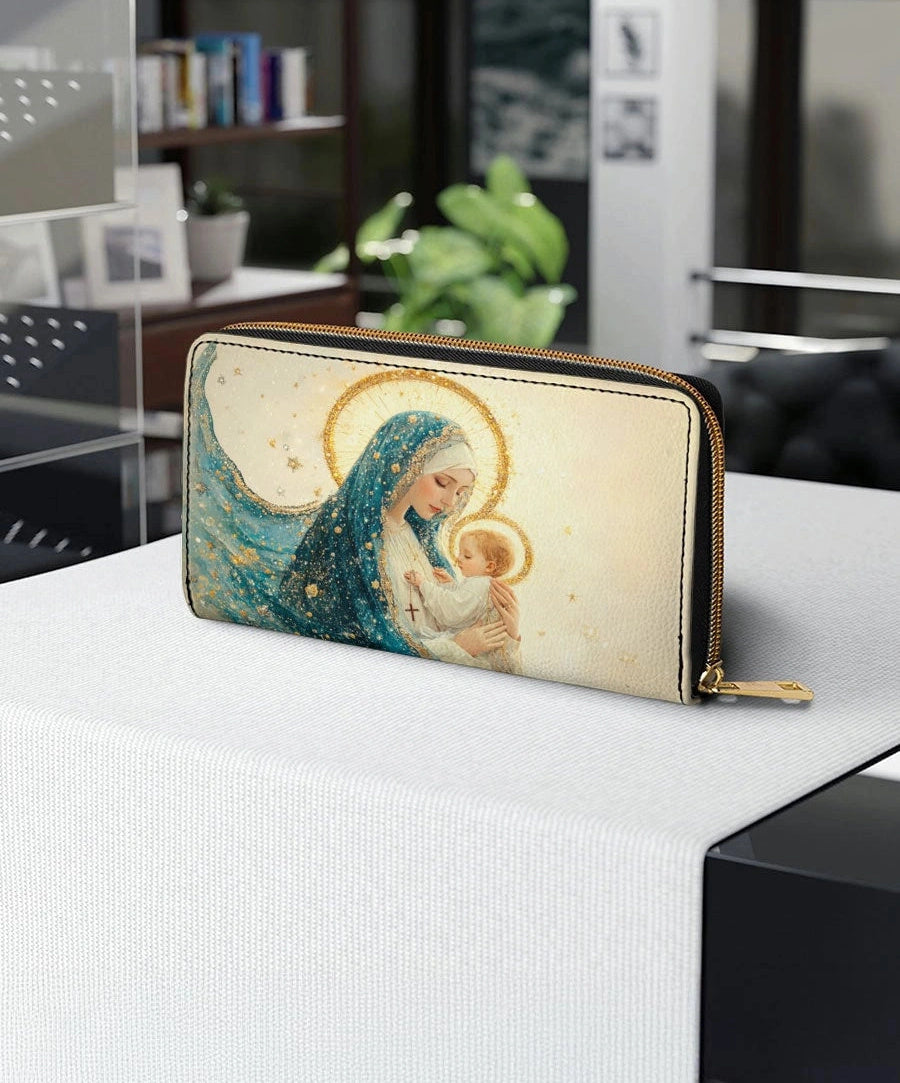 Divine Mother’s Embrace Leather Wallet Purse