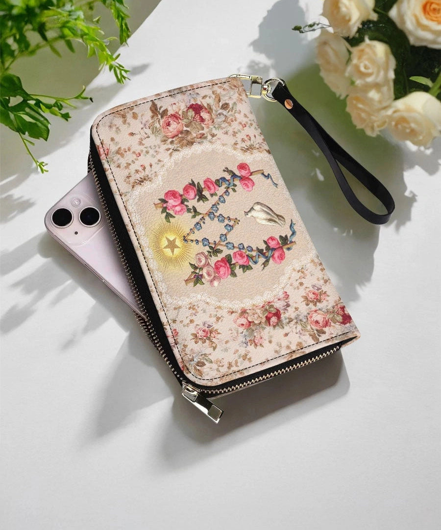 Roses of the Rosary Leather Wallet Purse
