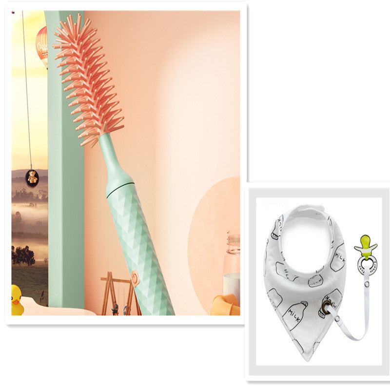 Electric Silicone Bottle Brush 360 Degree Rotating Baby Pacifier Cup Pacifier Cleaning Brush Set
