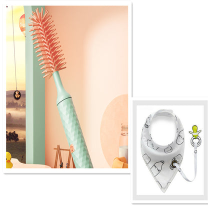 Electric Silicone Bottle Brush 360 Degree Rotating Baby Pacifier Cup Pacifier Cleaning Brush Set