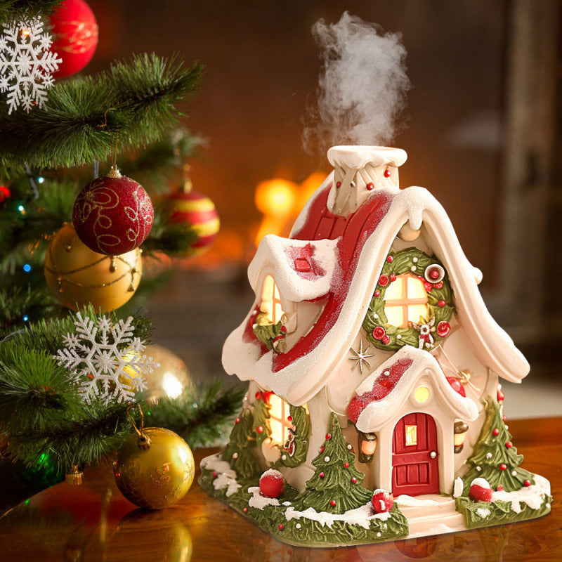 Luminous Snow House Aromatherapy Stove Home Living Room Mini Resin Ornament