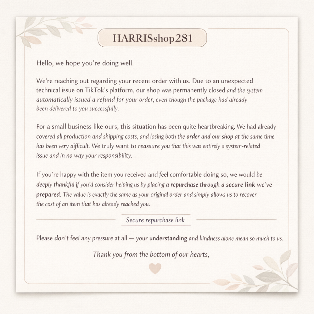 Payment for Delivered Item - HARRISshop281