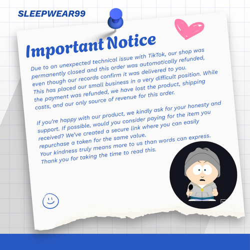 Payment for Delivered Item - SLEEPWEAR99 Shop