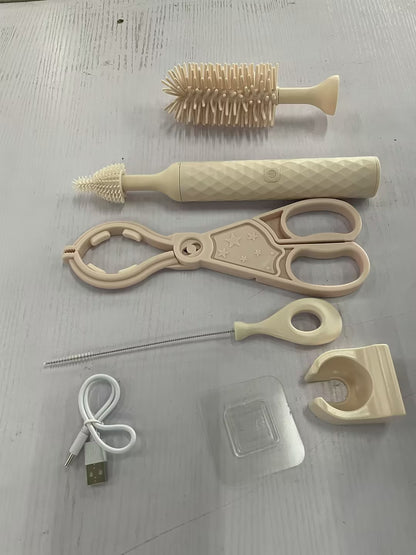 Electric Silicone Bottle Brush 360 Degree Rotating Baby Pacifier Cup Pacifier Cleaning Brush Set