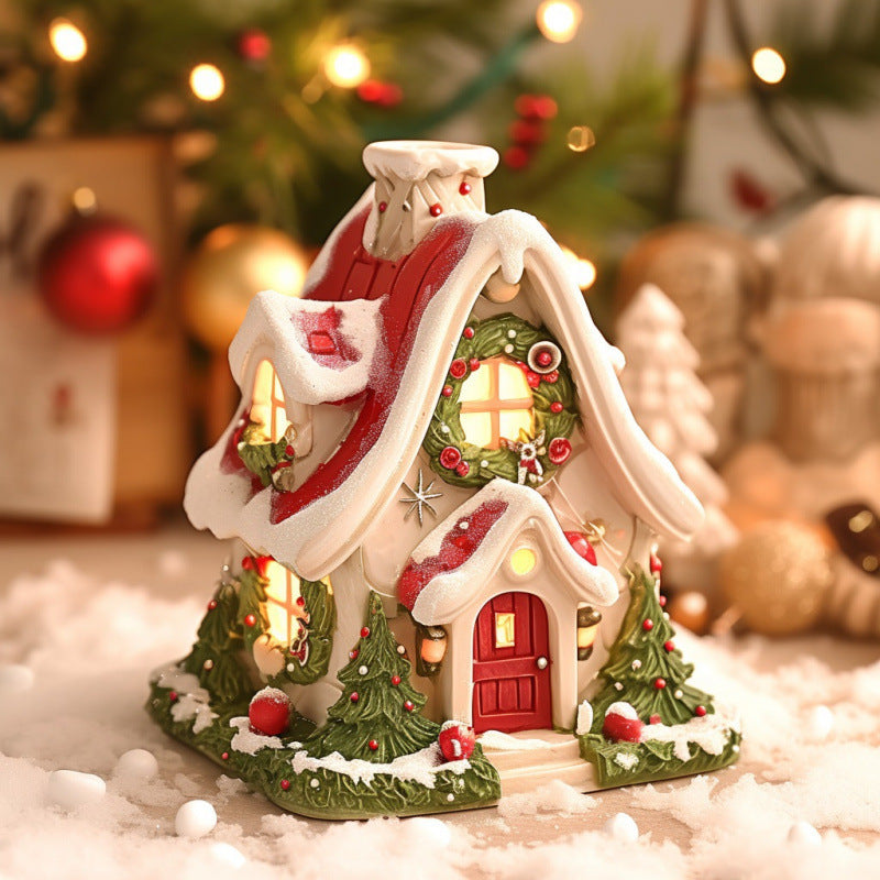 Luminous Snow House Aromatherapy Stove Home Living Room Mini Resin Ornament