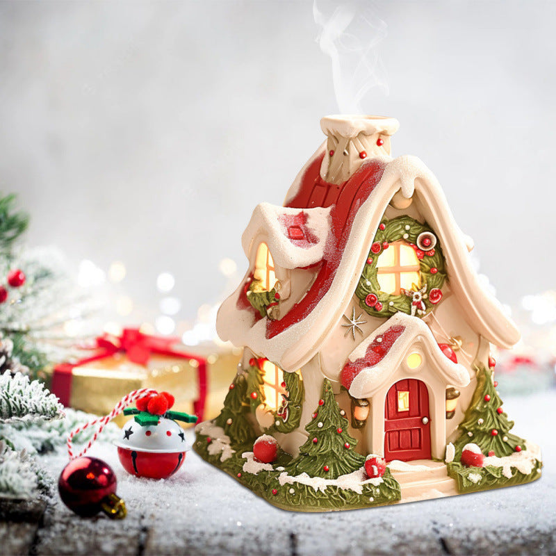 Luminous Snow House Aromatherapy Stove Home Living Room Mini Resin Ornament