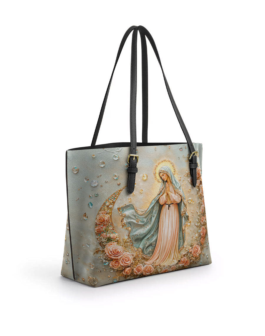  The Crescent of Serenity Leather Tote Bag