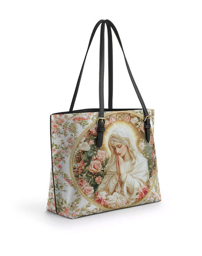  Virgin Mary's Grace Leather Tote Bag