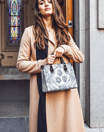 Sacred Elegance: Blue and White Devotion Leather Bag