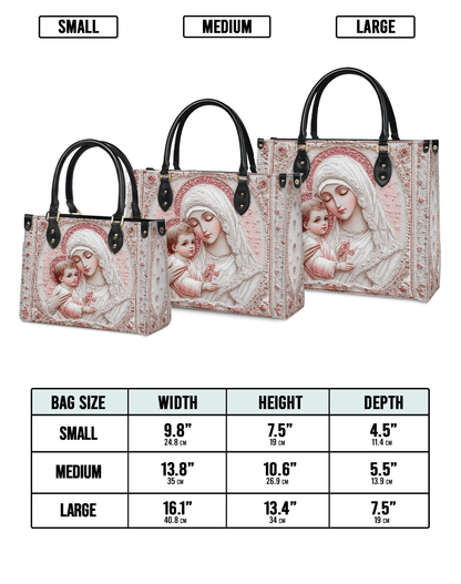  Sacred Serenity: The Madonna’s Tender Embrace Leather Bag