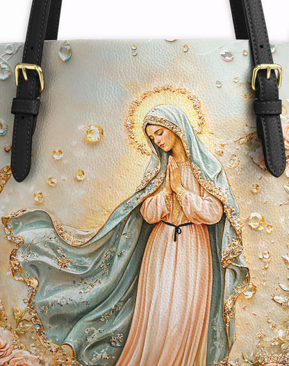  The Crescent of Serenity Leather Tote Bag