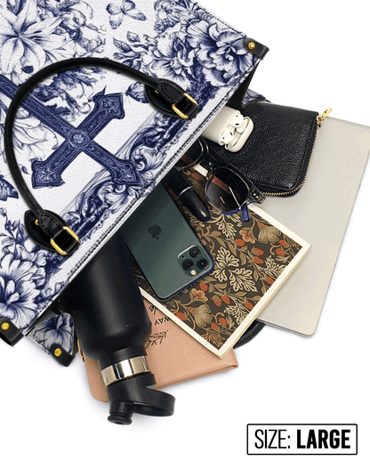  The Cross Amidst Blooming Faith Leather Bag