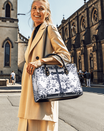  The Cross Amidst Blooming Faith Leather Bag