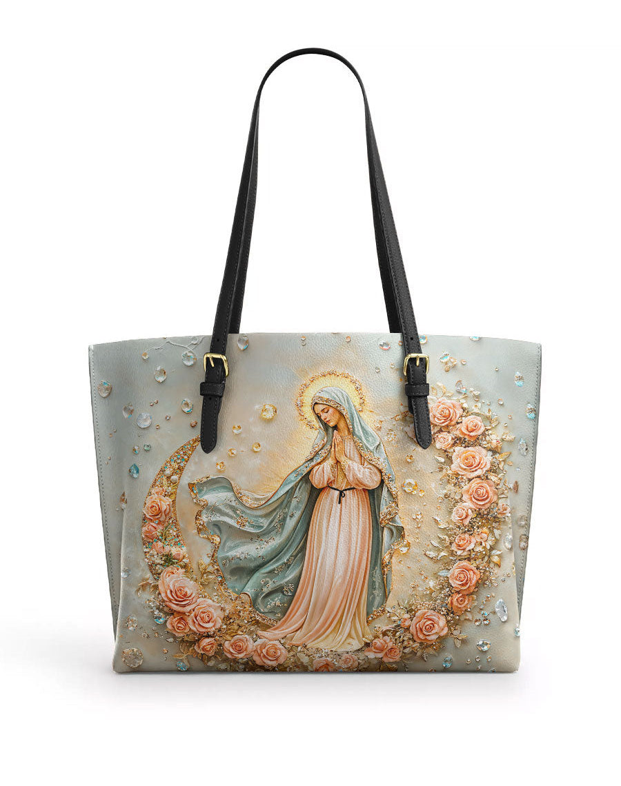  The Crescent of Serenity Leather Tote Bag