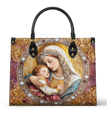  Divine Madonna And Child Leather Bag