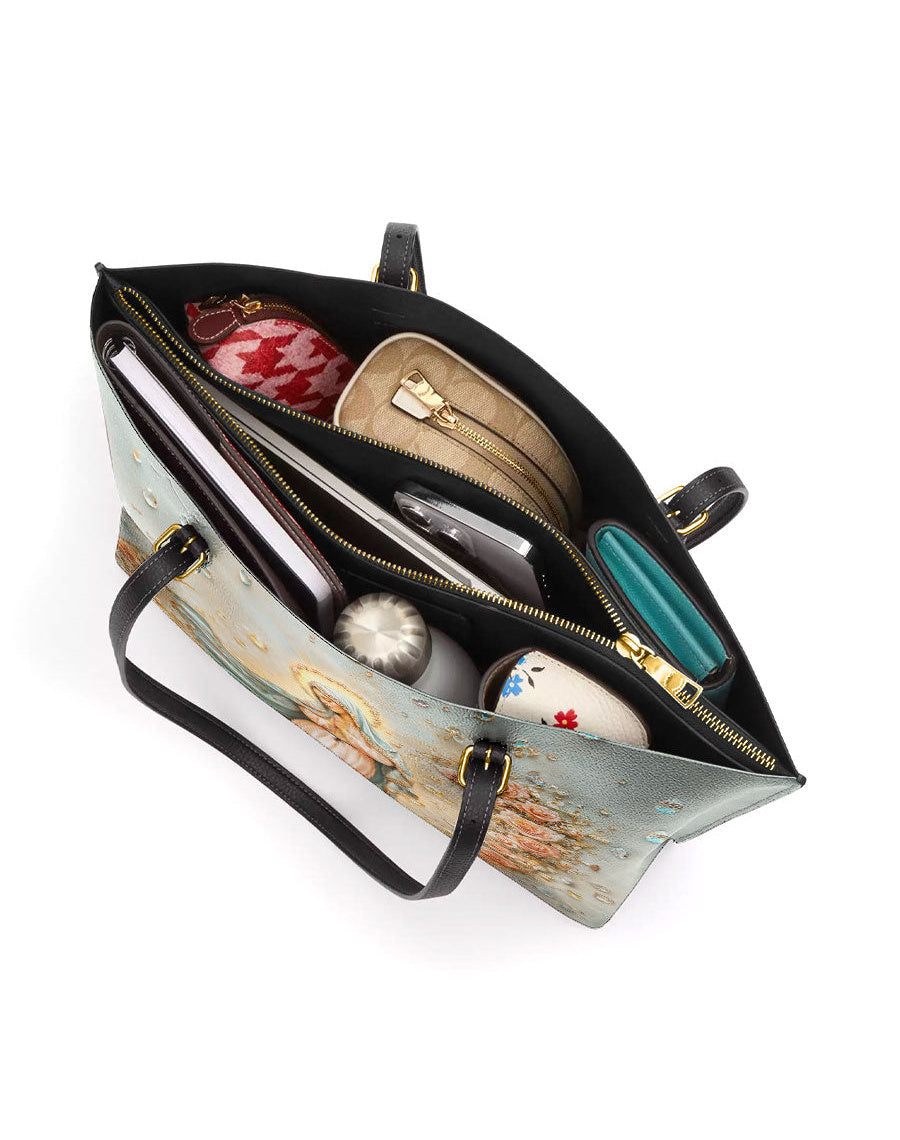  The Crescent of Serenity Leather Tote Bag